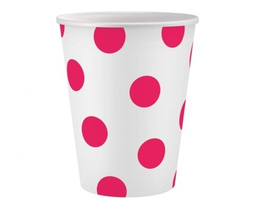 KUBKI PAPIEROWE KUBECZKI W GROSZKI RÓŻ 250ml 6szt