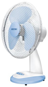 Wentylator biurkowy wiatrak mocny MPM BWP-01 biało-niebieski