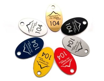 BRELOKI do kluczy hotel NUMEREK 4x2,5 cm 25szt