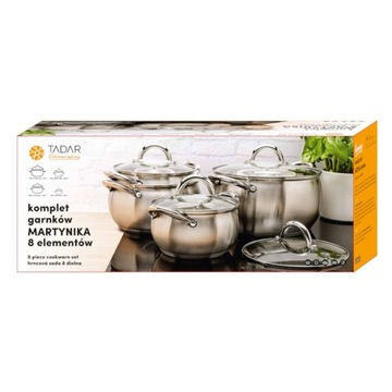 НАБОР ПОТОК, ИНДУКЦИОННЫЙ, кастрюли из нержавеющей стали, набор из 8 предметов, ДЛЯ ПОСУДОМОЕЧНОЙ МАШИНЫ