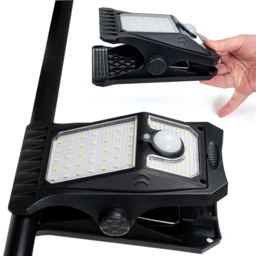 Mocna Lampka Solarna LED Wisząca Ogrodowa +Czujnik Ruchu Zmierzchu Klamra