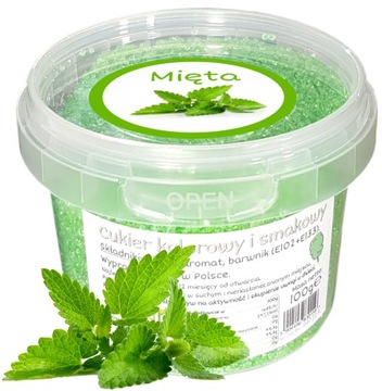 Cukier Do Waty Cukrowej Mięta 100g wiaderko kolor