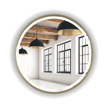LUSTRO OKRĄGŁE ZŁOTE LED 85 CM PIASKOWANE