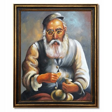 PORTRET ŻYDA Z PIENIĄŻKIEM ŻYD NA SZCZĘŚCIE OBRAZ