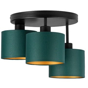 Lampa sufitowa OKRĄGŁA PLAFON LOFT mini ABAŻUR zielony złoty