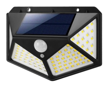 LAMPA SOLARNA 100 LED Z CZUJNIKIEM ZMIERZCHU RUCHU ELEWACYJNA OGRODOWA