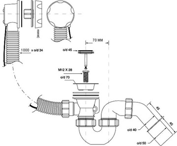 Сифон для ванны McAlpine 50 мм