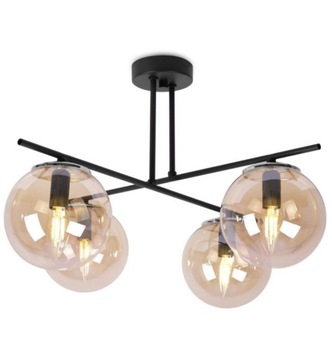 LAMPA WISZĄCA SUFITOWA CZARNA KLOSZE BURSZTYNOWE MIODOWE KULE LIGHT HOME