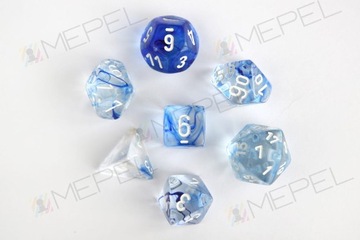 Kości Chessex - zestaw 7 kostek Nebula Dark Blue/w