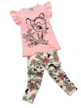 Piękny komplet 104-110 4-5 2 pak bluzka i legginsy bawełna Jelonek Bambi