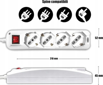 V-TAC Многофункциональный источник питания с выключателем и кабелем длиной 1,5 метра, тип L IT