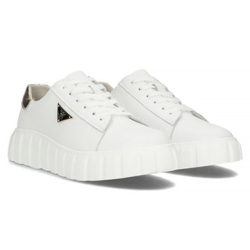 Buty sneakersy damskie skórzane na platformie białe Filippo DP4138 38