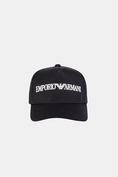 Emporio Armani Czapka z daszkiem z logo czarna