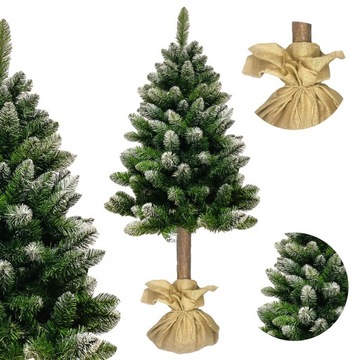 РОЖДЕСТВЕНСКАЯ ЕЛКА НА СТОЛБИКЕ ИСКУССТВЕННАЯ ПЛОТНАЯ АЛМАЗНАЯ СОСНА ЗАСНЕЖНЫЙ ДЖУТ 180 СМ