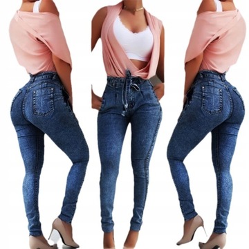 SPODNIE WYSZCZUPLAJĄCE KLASYCZNE WYSOKI STAN JEANS