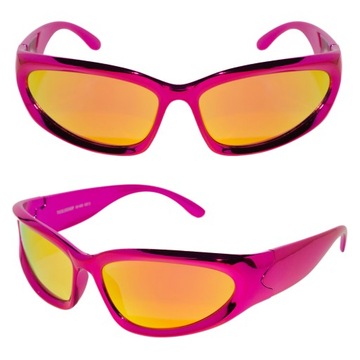 OKULARY RÓŻOWE LUSTRZANKI SPORTOWY STYL Y2K UV400