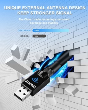 Bluetooth-адаптер Zexmte 5.0 с USB-антенной