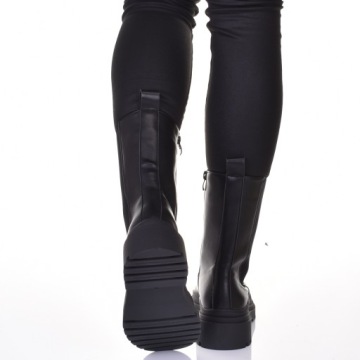 ВЫСОКИЕ БОТИНКИ ЖЕНСКИЕ ВЕСЕННИЕ КЛАССИЧЕСКИЕ, ЧЕРНЫЕ