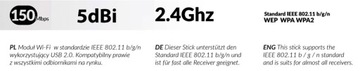 ADAPTER WI-FI USB OPTICUM RED W5 5dBi 15CM LINUX