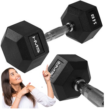 HMS Hantla HEX PRO 14kg Ciężarek Ogumowany Hantel Stały Ciężar Powlekany