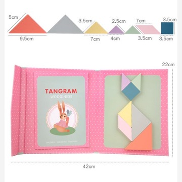 Zestaw Magnetycznych Łamigłówek dla Przedszkola tangram różowy