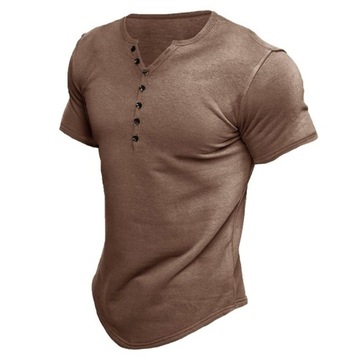 T-shirty męskie Slim Solid Muscle Sportowe koszule z krótkim rękawem Casual, L