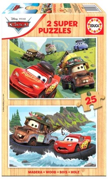Educa Puzzle 2 x 25 el Auta drewniane