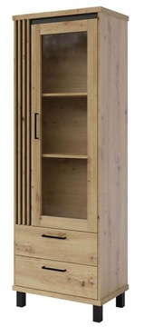 Witryna ND2 NADIA dąb artisan czarny / biały