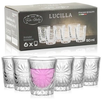 KPL KIELISZKI DO WÓDKI SHOTÓW 50ML KRYSZTAŁOWE 6SZT FESTA ITALIA NA PREZENT