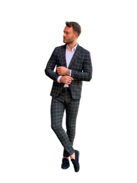 Костюм-двойка в черно-белую клетку, размер 52/33 M/L