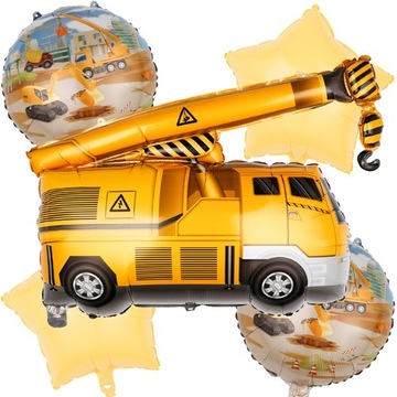Balony foliowe DŹWIG 82cm pojazdy plac budowy x5