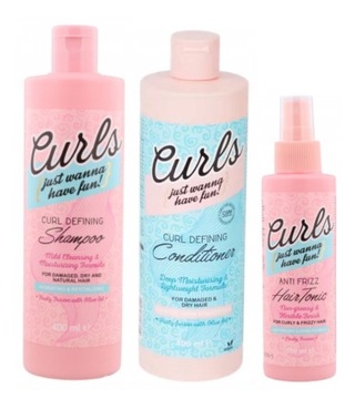 CURLS Jus wanna ZESTAW do włosów kręconych puszących SZAMPON ODŻYWKA TONIK