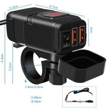 Зарядное устройство для мотоцикла FreedConn, 2 порта USB QC3.0, быстрое