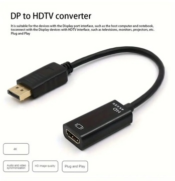Конвертер адаптера Displayport DP в HDTV, 4K X 2K при 30 Гц, 3D, позолоченный