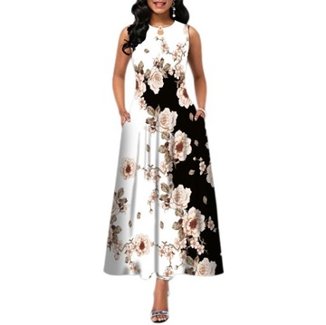 ELEGANCKA DŁUGA MODNA SUKIENKA DAMSKA LETNIA 4XL