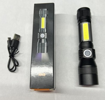 Тактический фонарик, прожектор, магнит, светодиодный COB, зум, УФ, USB