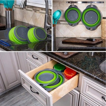 SILIKONOWY DURSZLAK CEDZAK SKŁADANY SITKO 2szt