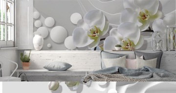 3D абстракция фото обои, орхидеи, шары 90x135
