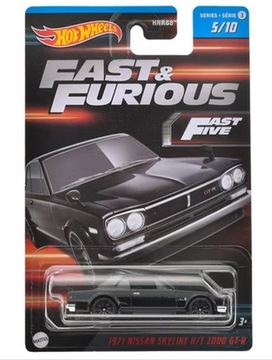 HOT WHEELS FAST & FURIOUS 1971 NISSAN SKYLINE H/T 2000 1:64 5/10 SERIA 3