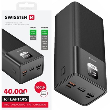 SWISSTEN Powerbank 40000 mAh 3x USB-A USB-C 100W