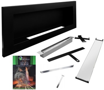 SLIM BIO КАМИН 900x400 черный с НАКЛОНЯЕМЫМ СТЕКЛОМ 90X40 + РЕГУЛИРОВКА