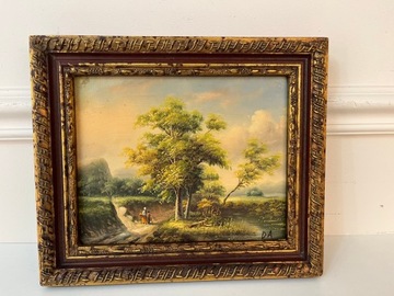 OBRAZ ZŁOTA RAMA - WIOSENNY SPACER - 32 X 27 cm