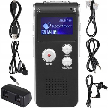 MINI DYKTAFON DETEKCJA GŁOSU PROFESJONALNY PL MENU 8GB ŁATWA OBSŁUGA MP3