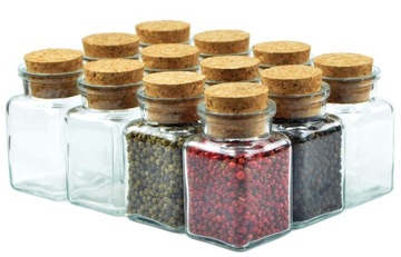 SŁOIK SZKLANY NA PRZYPRAWY słoiki z korkiem naturalnym 150 ml - 12 sztuk