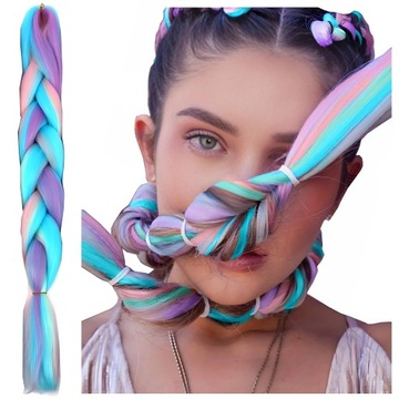 Синтетические волосы для косичек, СВЕТЯЩИЕСЯ ЦВЕТНЫЕ, для детских кос.