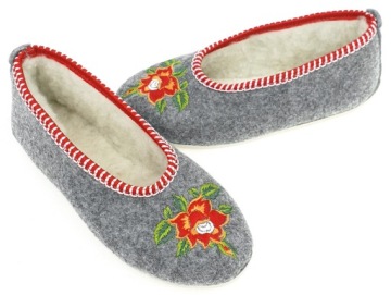 Домашние тапочки Фетровые тапочки Шерстяные тапочки Вышивка 40