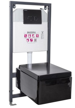 ЧЕРНЫЙ ПОДВЕСНОЙ УНИТАЗ С МЕДЛЕННО ЗАКРЫВАЮЩИМСЯ СИДЕНЬЕМ