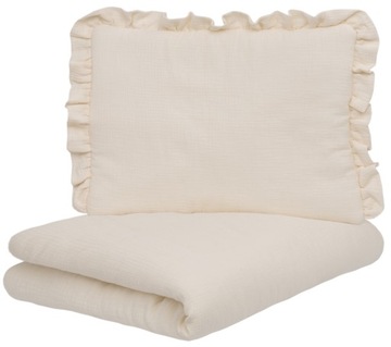 POŚCIEL MUŚLINOWA Z FALBANKĄ 120X90 Z WYPEŁNIENIEM