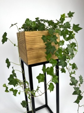 Промышленная подставка для цветов LOFT, средняя, ​​ПОДСТАВКА ДЛЯ ЦВЕТОВ ДУБА, подставка из массива дерева