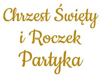 naklejka napis Chrzest Święty i Roczek imię na tablicę okrągłą lustro 60 cm